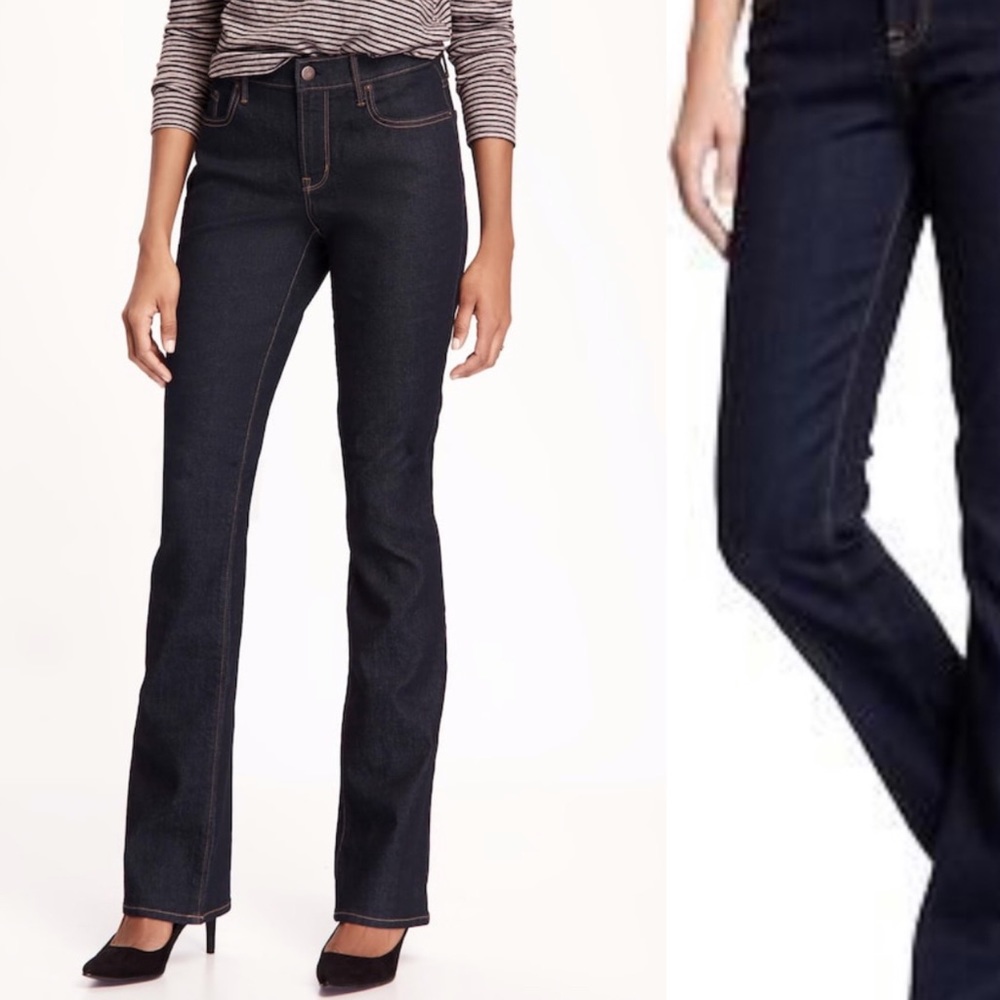 Old Navy rockstar dark wash bootcut jeans.